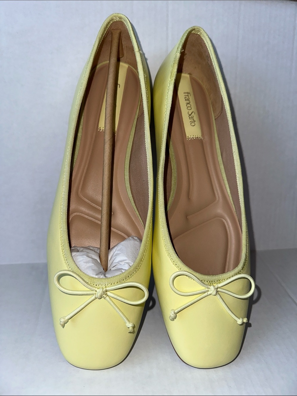 Franco Sarto Light Yellow Bow Ballet Flats